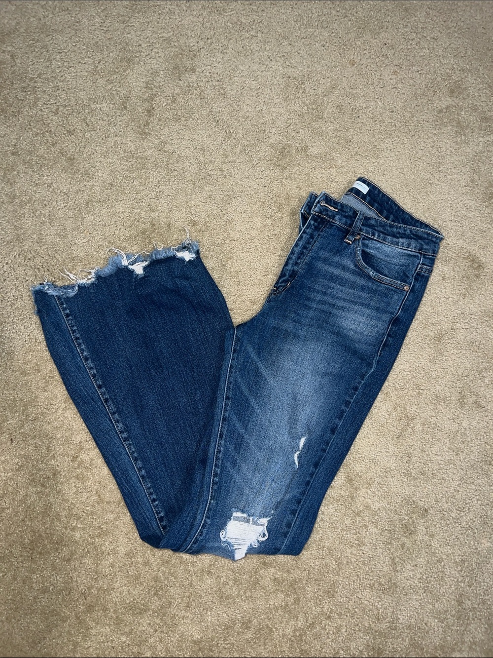 KanCan Dark Blue Distressed Flare Jeans